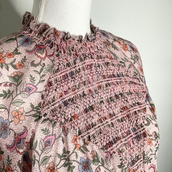 Johnny Was Jade Ode Floral Boho Half Sleeve Smocked Blouse Top Small - Picture 3 of 8